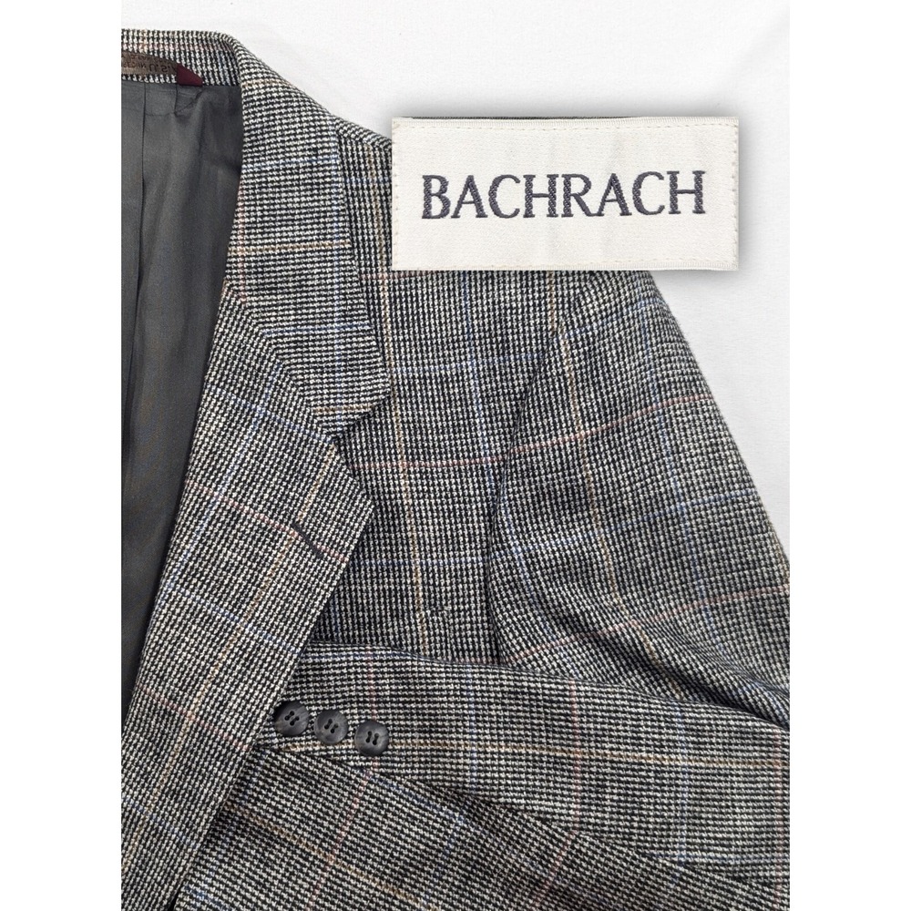 VTG Bachrach Wool Pastel Glenn Check Blazer Sport Coat Suit Jacket 40S 42"